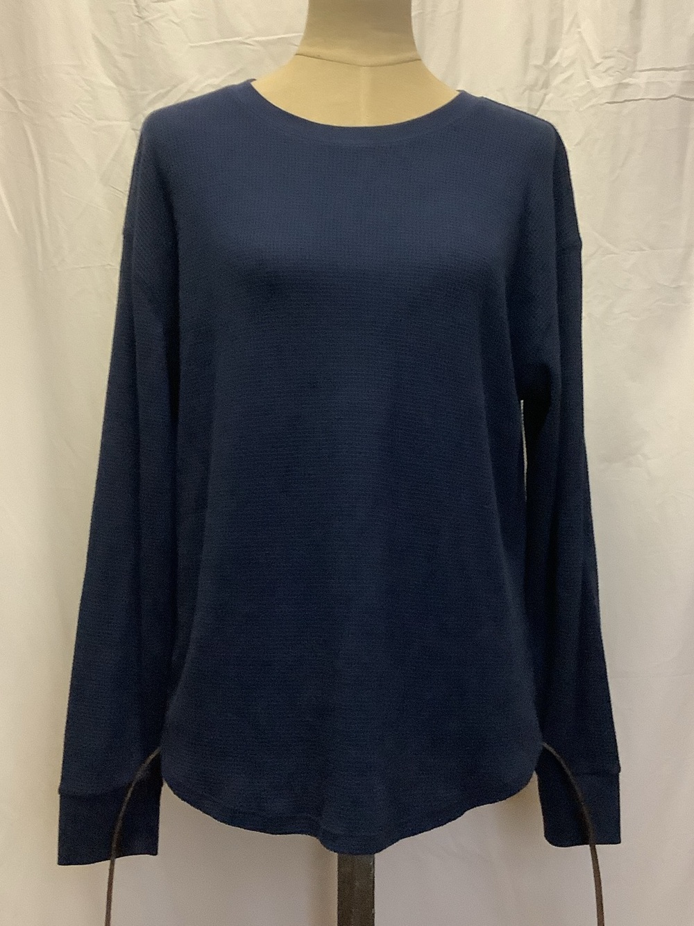 Time and Tru Dark Blue Waffle Shirt Top-Long Sleeve-Pullover-Cotton/Poly-XL16-18